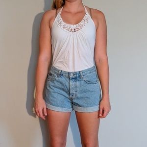 White Crochet Halter Top